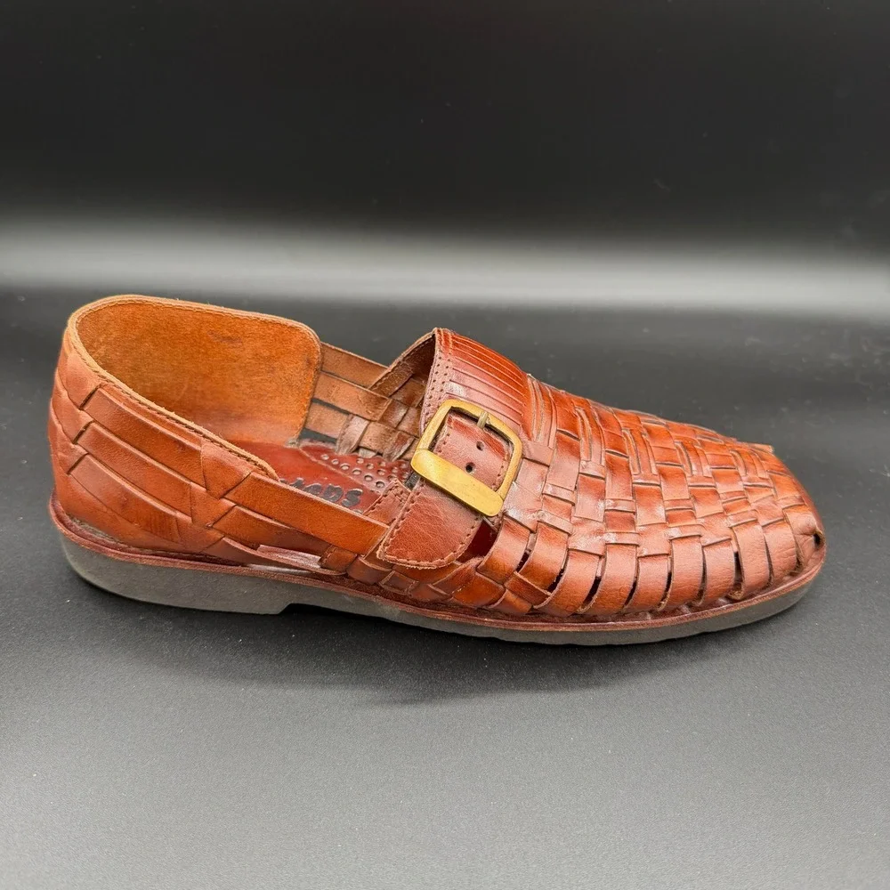 Sunsteps Mens 7.5 Hand Woven Leather Huarache Sandals Buckle Strap Shoes